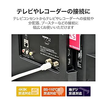 Amazon | 日本アンテナ テレビ接続ケーブル S2C 4K8K対応 1m S型
